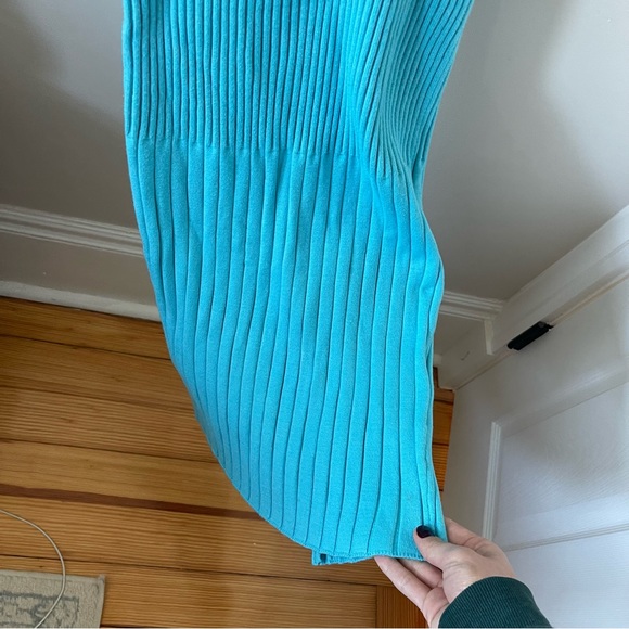 Open Edit Blue Ribbed Sweater Tank Low Back Midi Dress Sz Small - Picture 8 of 11